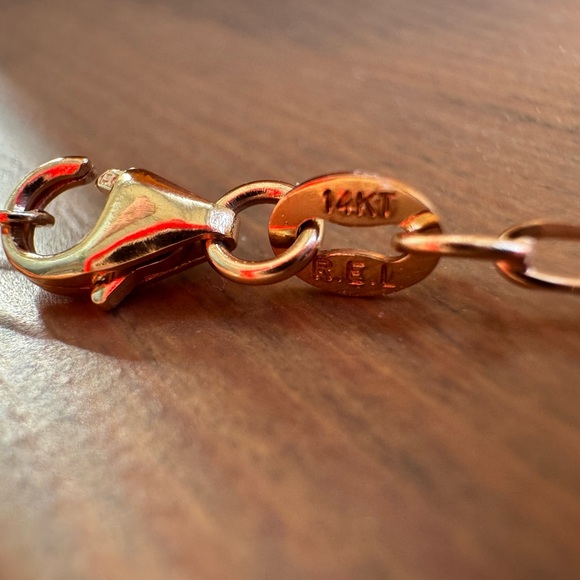 14k Rose Gold Paperclip Link Choker Necklace - Picture 3 of 7